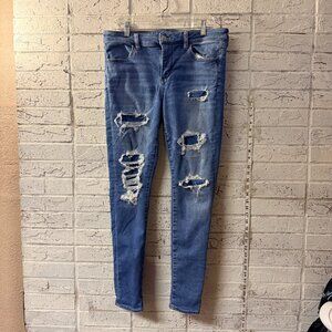 American Eagle Next Level Stretch Distressed Skinny Jeans | Size 12 Long